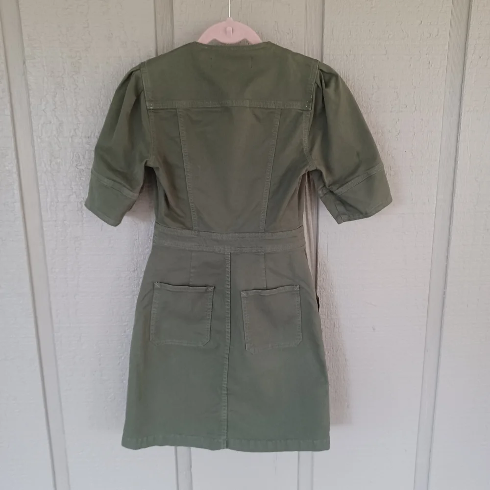 Veronica Beard Bree Mini Dress Size 0 Women Pockets Cotton Blend In Army Green